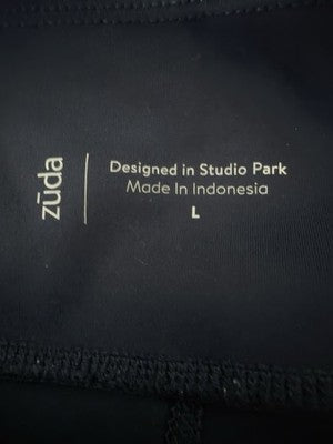 Zuda Crop Leggings Large Blue Pockets Pants Womens Workout