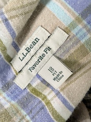 LL Bean Flannel Lined Cargo Pants Womens 18 Petite Tan Beige 18P Favorite Fit