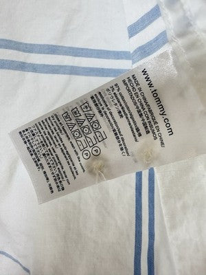 Tommy Hilfiger Button Down Shirt Men XL White Blue Mens Long Sleeve Custom Fit