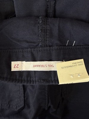 Levis 90s Straight Leg Pants 27 Womens Black 27x28 100% Cotton Mid Rise New NWT