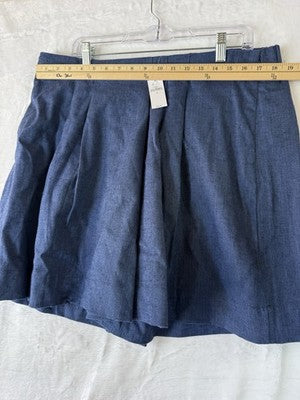 Banana Republic Linen Blend Shorts 18 Skort Blue Herringbone New NWT