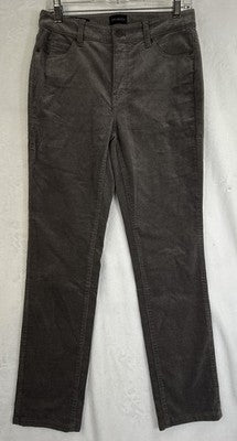 Talbots Corduroy Straight Leg Pants 4 Petite Gray Womens 4P Cotton Stretch