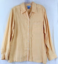 Sigrid Olsen Linen Top Medium Long Sleeve Blouse Button Up Orange Shirt So Blue