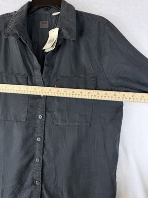 Levis Doreen Utility Shirt Medium Womens Gray Roll Tab Lyocell Button New NWT