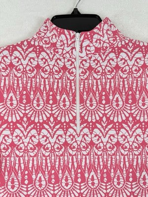 IBKUL Womens Long Sleeve Top XS 1/4 Zip Mock Neck Pink Barbara Golf