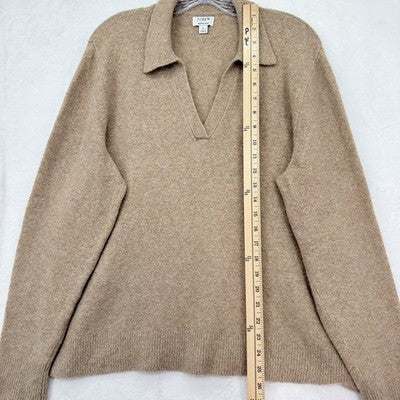 J Crew Extra Soft Sweater Large Womens Beige Tan Long Sleeve Top Wool Blend