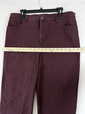 Gloria Vanderbilt Amanda Jeans 16 Average Missy Burgundy Red Womens