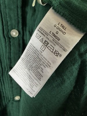 Gap Cotton Gauze Mini Shirt Dress Large Tall Womens Green Short Sleeve New NWT