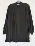 Susan Graver Cardigan 2X Black 3/4 Sleeve Black Open Front Plus Size Women