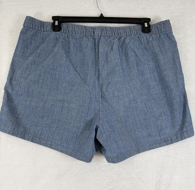 J Crew Shorts Women XXL Blue Chambray Pull On 100% Cotton New NWT