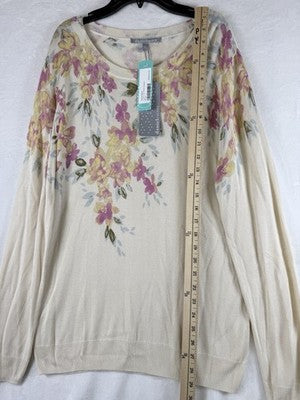 Daniel Rainn Sweater Large Top Floral Print Beige Stitch Fix Long Sleeve New NWT