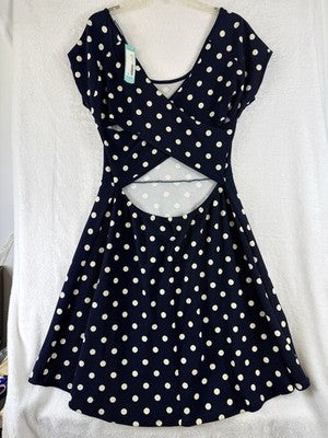 Stitch Fix XXL Fit Flare Dress Navy Blue Polka Dot Gilli Made USA Women New NWT