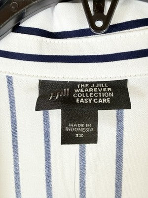 J Jill Wearever Top 3X Short Sleeve Navy Blue White Striped Plus Size Womens New