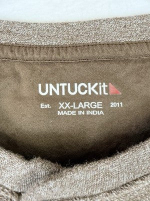 Untuckit Shirts For Men XXL Henley Long Sleeve Urey Tan Short
