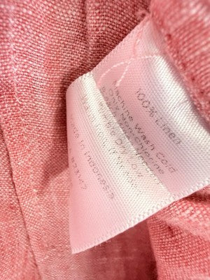 Talbots Top Medium 100% Linen Pink Pintuck 3/4 Sleeve Womens