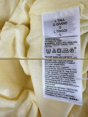 Gap Linen Blend Mini Dress Large Tall Bubble Hem Sleeveless Yellow Women New NWT
