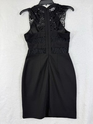 Express Dress 2 Sleeveless Black Bodycon Short Lace LBD Womens