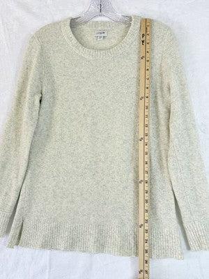 J Crew Sweater XS Womens Wool Blend Crew Neck Long Sleeve Top Ivory Gray