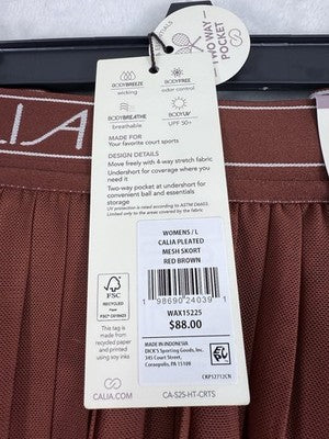 Calia By Carrie Underwood Large Tennis Skort Pleated Skirt Womens Brown NWT