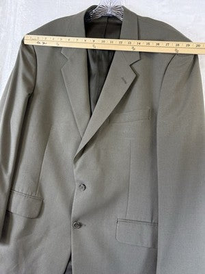 Vintage Burberry Blazer 44R Green 100% Wool 2 Button Mens *Read