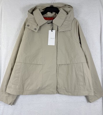 Calia Jacket XXL Womens Crop Rain Trench Coat 2X Hooded Tan Beige New NWT  $118