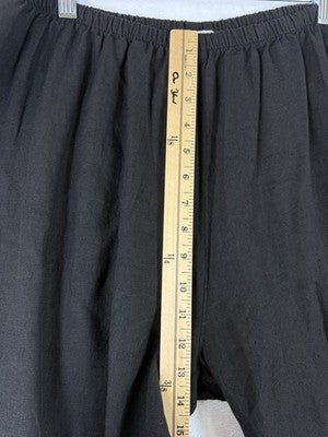 Habitat Clothes To Live In XL Cropped Pants 100% Linen Women Black Lagenlook New