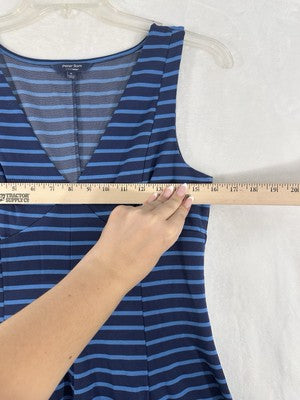 Peter Som Design Nation Dress 6 Blue Ponte Knit Striped Fit Flare Sleeveless