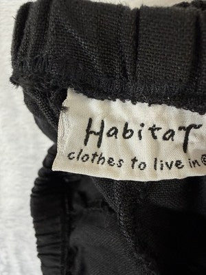 Habitat Clothes To Live In XL Cropped Pants 100% Linen Women Black Lagenlook New