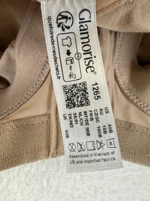 Glamorise Bra 40B 1265 Magic Lift Front Closure Back Posture Wireless Beige