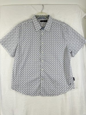 Nautica Shirts For Men XXL Short Sleeve Button Down Swordfish Blue White