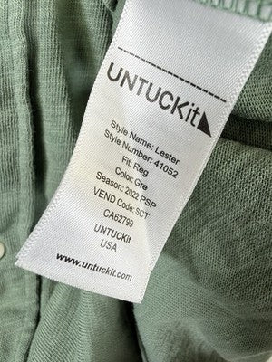 Untuckit Shirt For Men XL Long Sleeve Button Up Green Jersey Knit 100% Cotton