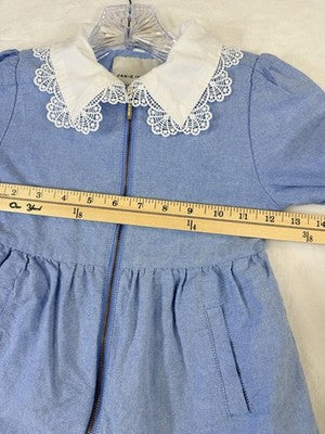Janie And Jack Girls 5 6 Chambray Jacket Blue Full Zip Dress
