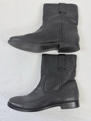 Frye Anna Pull On Boots 6.5 Womens Black Leather Shortie Ankle