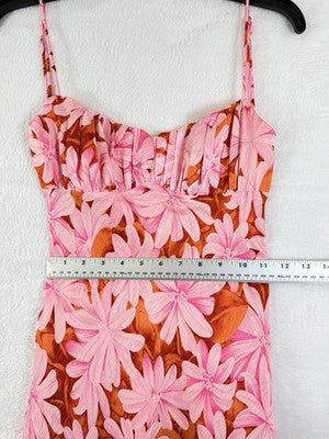 Saint Secrets Dress XS Maxi Sleeveless Pink Floral Twist Back