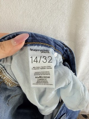 Kensie Jeans Shorts Women 14 32 Blue Roll Cuff 5” Denim