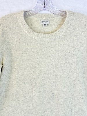 J Crew Sweater XS Womens Wool Blend Crew Neck Long Sleeve Top Ivory Gray