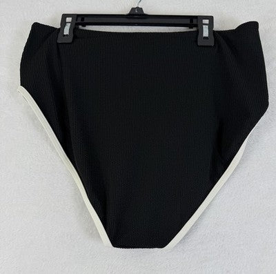 Calia Swim Bottom Large Black High Rise Tipped Womens Tankini Swimwear New NWT
