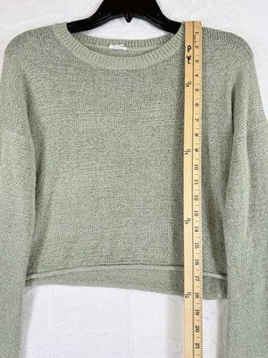 Garage Loose Crop Sweater Medium Green Long Sleeve Tops Roll Hem Boxy