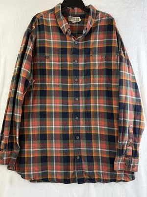 Duluth Trading Flannel Shirt Mens 2XL Tall 2XLT Long Sleeve Button Up Down Red