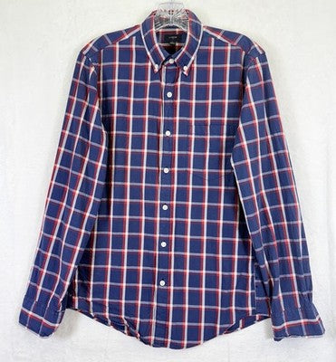 J Crew Shirt Mens Small Red Blue Plaid Button Down Long Sleeve Cotton
