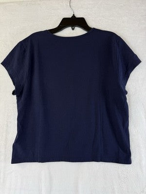Gap Crop Tee Large Short Sleeve Navy Blue USA Flag July 4th Top Shirt Womens New