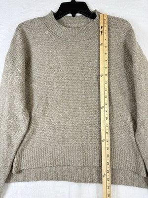American Eagle Sweater Small Women Crew Neck Long Sleeve Boxy Pullover Beige
