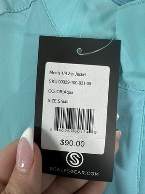 Scales 1/4 Zip Fishing Jacket Small Aqua Blue Men’s NWT Retail $90 NEW
