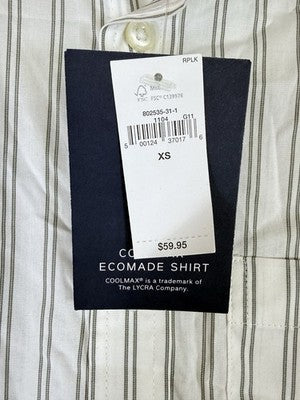 Gap Shirt XS Mens Long Sleeve Button Up Down Eco Cool White Olive Striped New