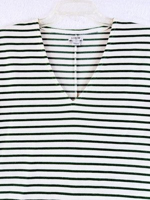 J Crew Dress XS Sleeveless Shift Green Striped Casual V Neck Womens