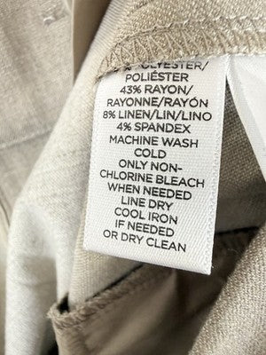 Ann Taylor Loft Marisa Trouser 4 Petite Linen Blend Beige 4P Womens Straight Leg