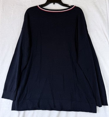 Tommy Hilfiger Sweater XL Top Long Sleeve Navy Blue Red Logo Womens Pullover