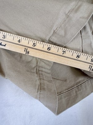 Old Navy Uniform Bermuda Shorts 12 Women Tan Beige Adjustable Waist 7” High Rise