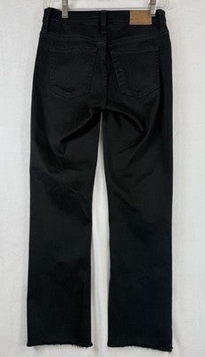 J Crew 9” Demi Boot Crop Jeans 24 Black Denim Womens Raw Hem