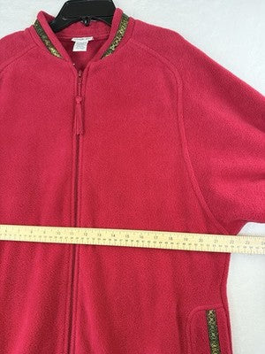Vintage Vanity Fair Robe Medium Red Fleece Full Zipper Housecoat Womens